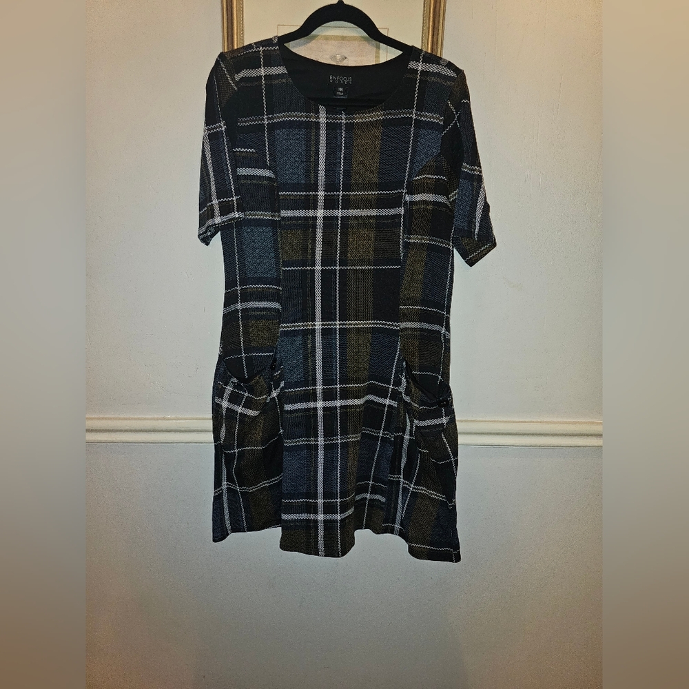 Blue/gold plus dress